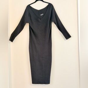 Lane Bryant Black Long Sleeve Ribbed Sweater Dress Size 18/20